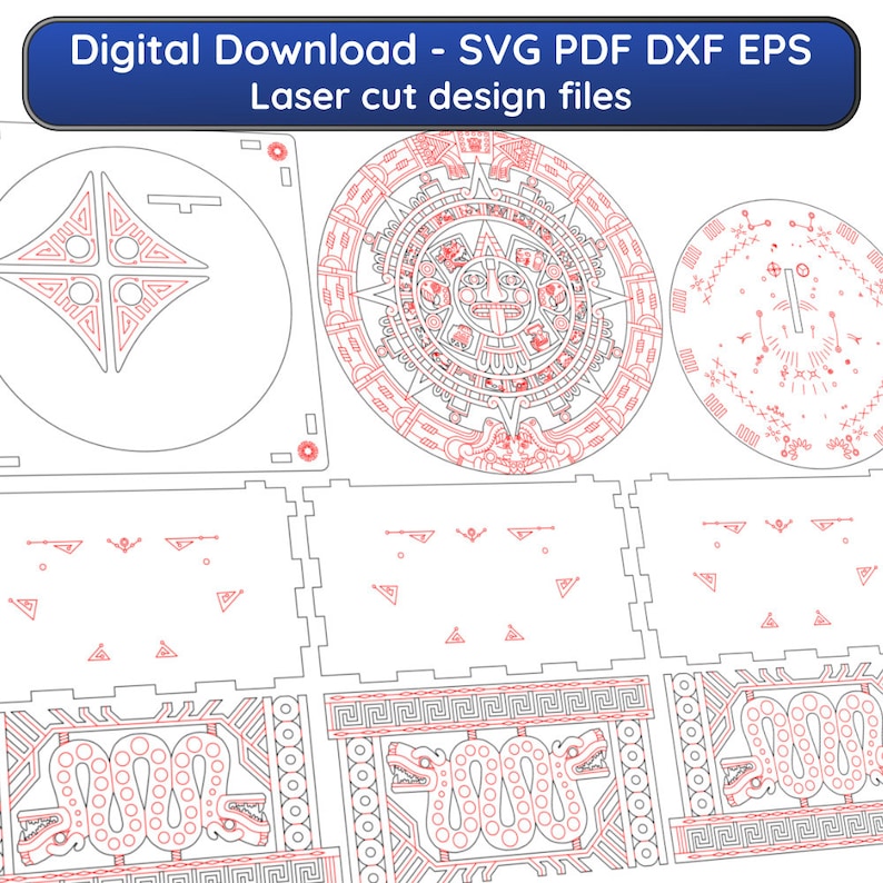 Aztec Box Outline Aztec Box - Laser Cut Digital Design Files - Instant Download - Etsy
