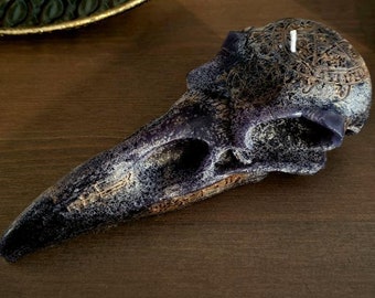 Raven Skull Candle