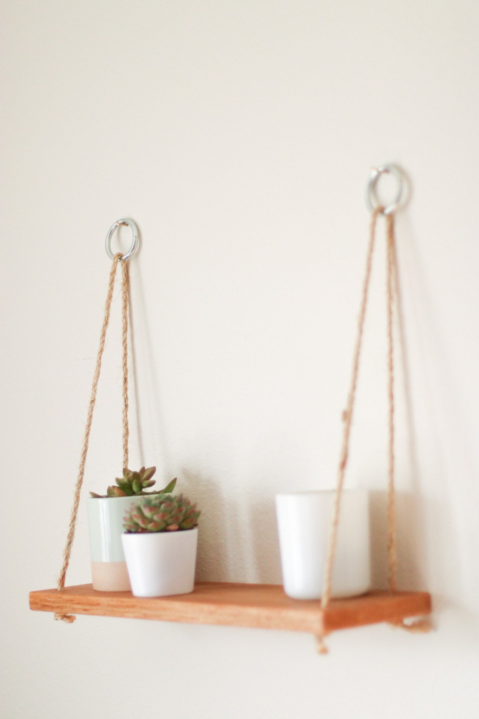 Single hanging Rope Wall Shelf 14in wood shelf Modern Etsy