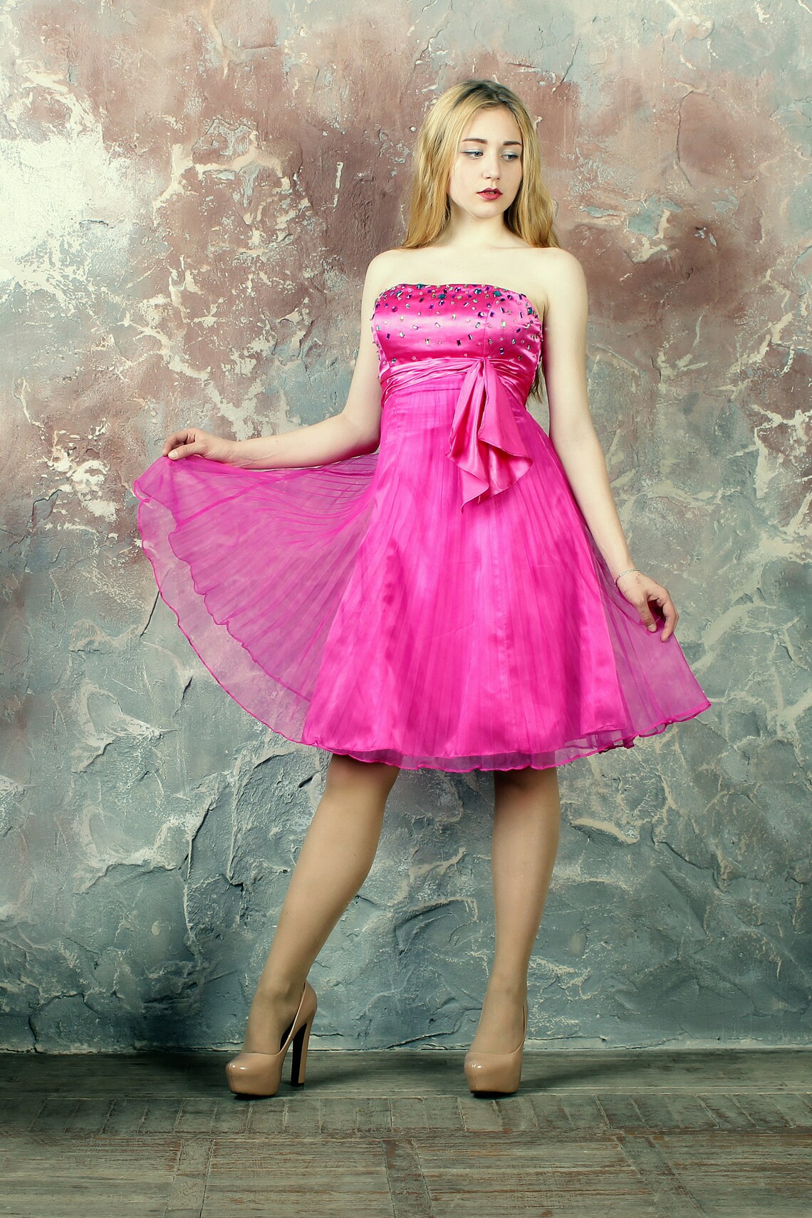 Cocktail dress/ mini dress/ Evening dress/ pink dress/ Prom Etsy