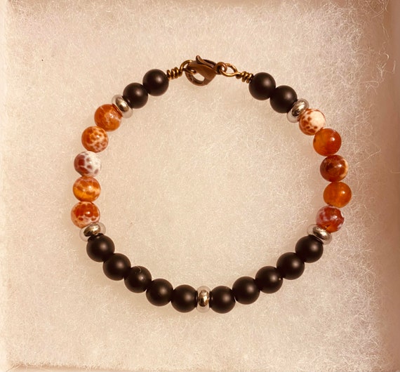 Fire agate and black tourmaline clearance