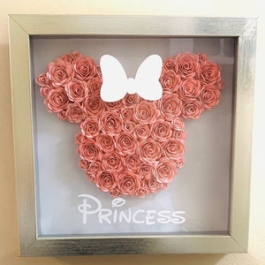 Minnie, Myszka Miki Flower Box, Paper Flower Shadow Box, Personalizowany prezent na urodziny, rocznice, walentynki, Boże Narodzenie