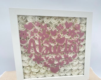 Spanish Mother's Day Gift, Abuela Shadow box, Gift for Abuela, Promoted to Grandma, Paper Flowers, First my Mother, Flower Shadowbox
