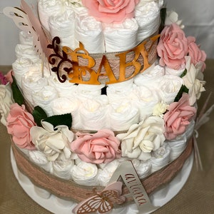 Baby Shower Gift - Butterfly & Flower Diaper Cake - Etsy