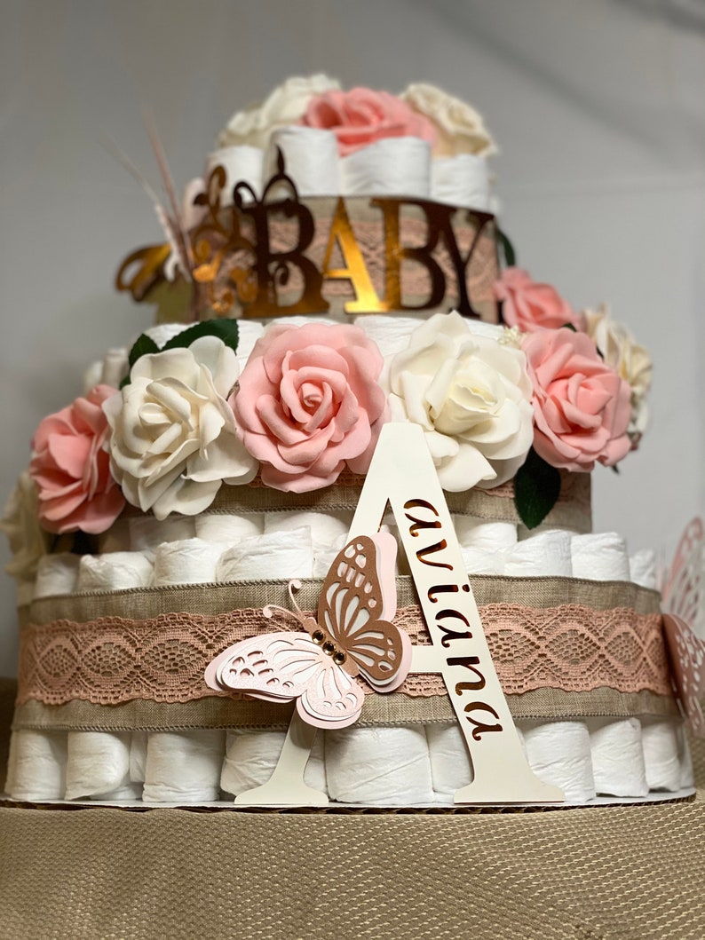Baby Shower Gift - Butterfly & Flower Diaper Cake - Etsy
