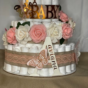 Baby Shower Gift - Butterfly & Flower Diaper Cake - Etsy