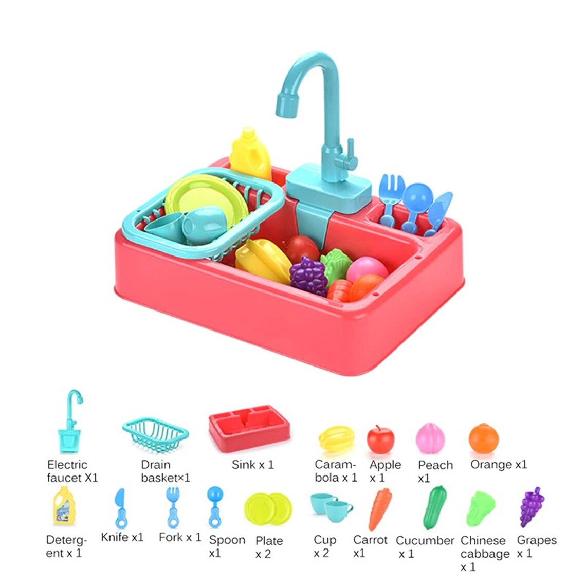 New Kids Kitchen Sink Toy Sink Dishwashing Set Toys Pretend Etsy