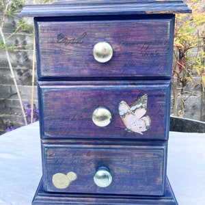 Re loved Butterfly miniature Chest of drawers in solid pine