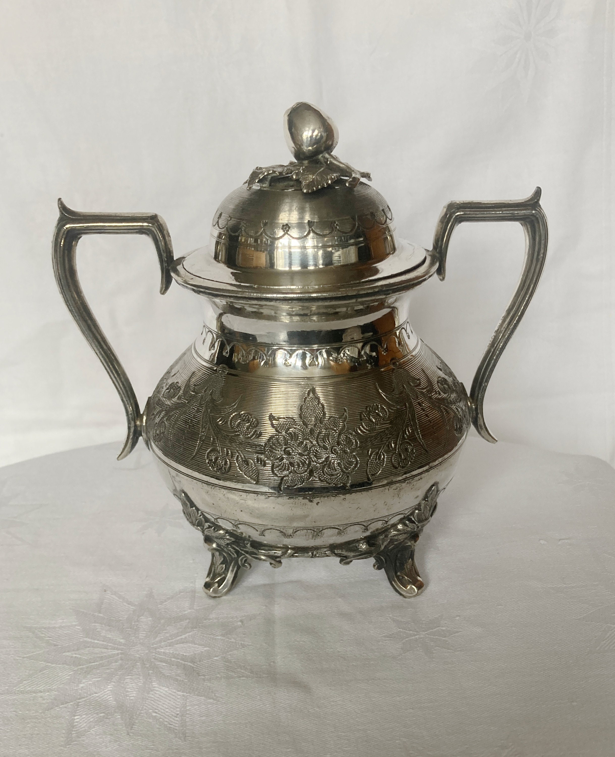 Antique Silver Plate German B Bohrmann Sucree Sugar Bowl C.1900