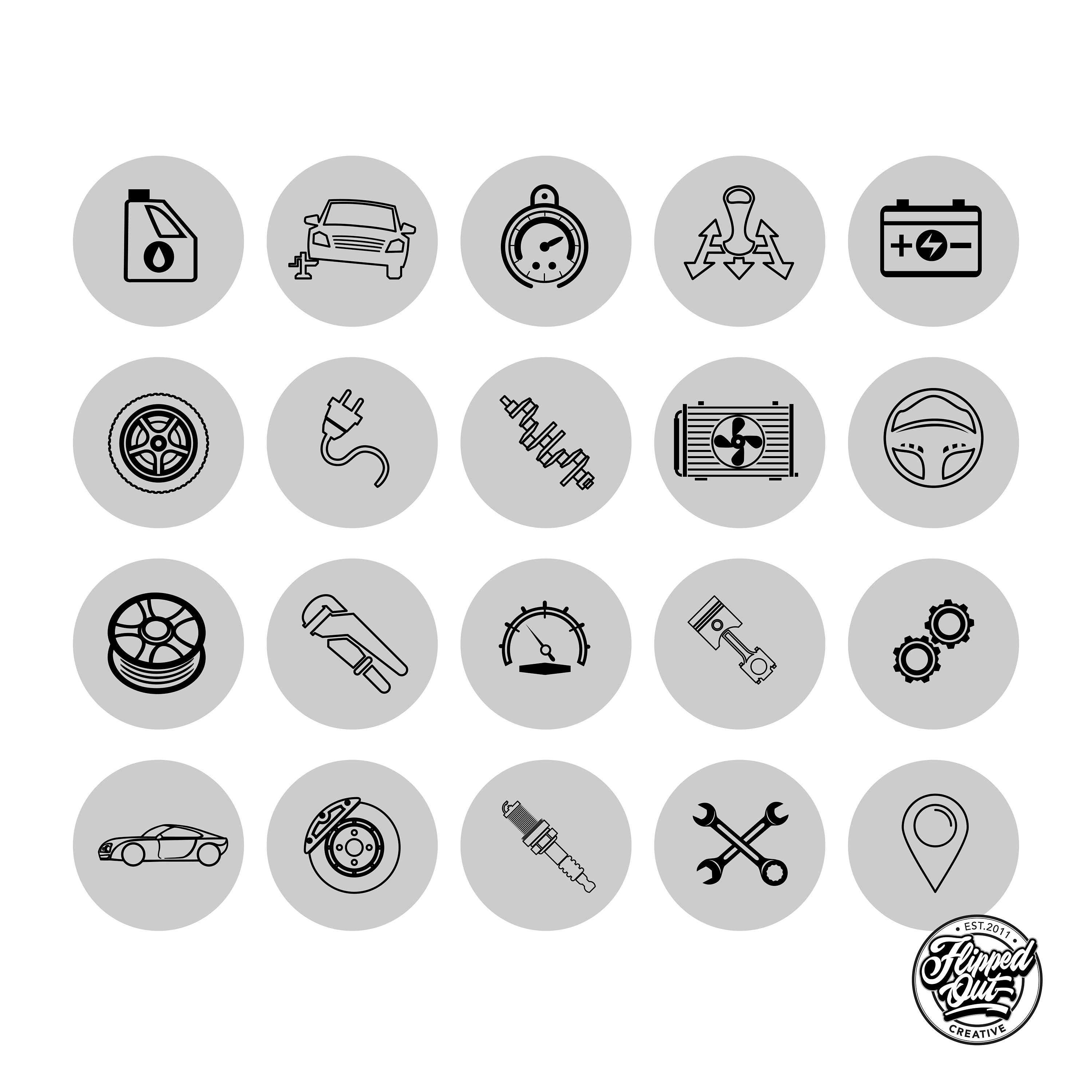 120 Instagram Story Highlight Icons | Monochrome Garage Automotive Pack ...