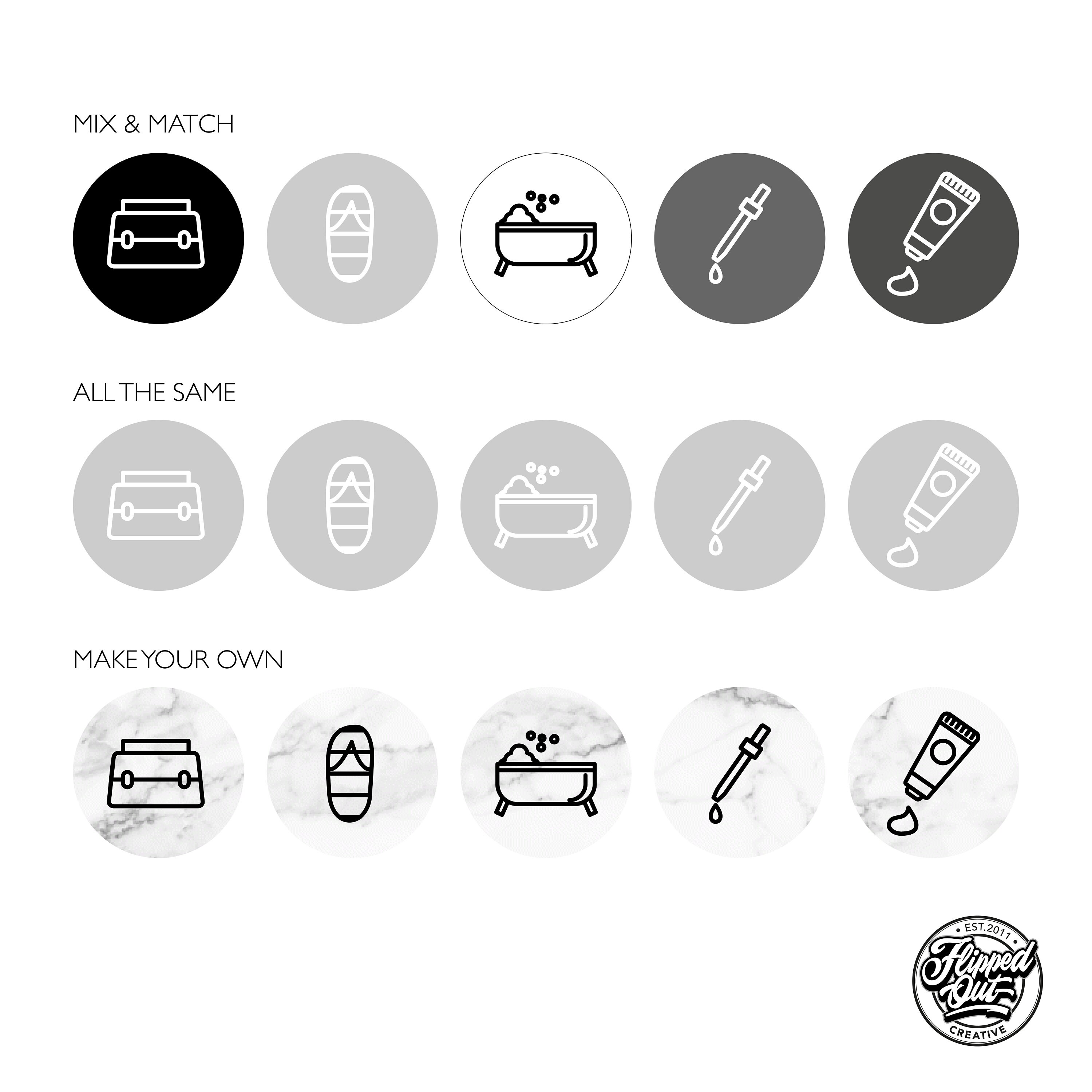 150 Instagram Story Highlight Icons | Monochrome Salon Pack | 25 ...