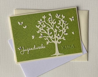 Congratulations card confirmation card communion green tree of life A6