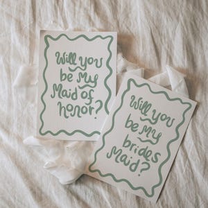 COMBO Squiggle desenhado à mão Seja minha dama de honra + cartão de proposta de dama de honra - modelo de papelaria de casamento editável, para download e para impressão