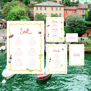Italiano Aquarell Hochzeit Bündel | Briefpapier- und Beschilderungsvorlagen, bearbeitbar und herunterladbar