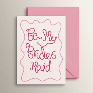 Tarjeta de propuesta de dama de honor escrita a mano con garabatos: plantilla de papelería para bodas digital, editable, descargable e imprimible de 5 x 7