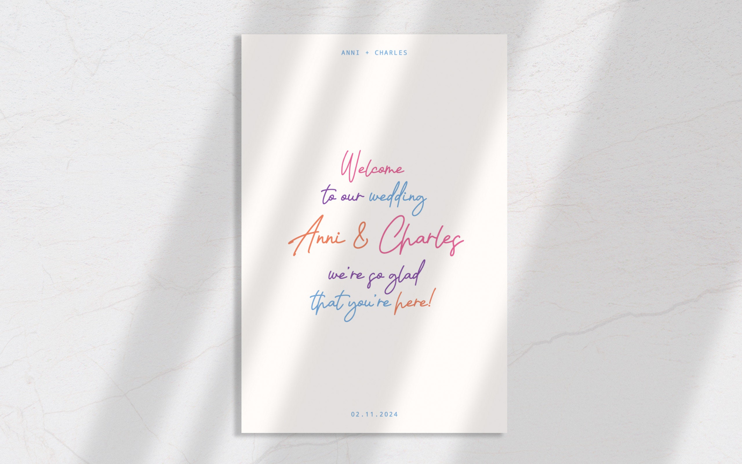 Colourful Script Wedding and Event Welcome Sign Digital, Editable ...