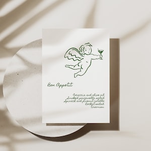 Cupido Menu - Bewerkbare sjabloon, digitale download 5X7, bruiloft, verjaardag, feestmenu, modern design, afdrukbaar, bewerkbaar, downloadbaar