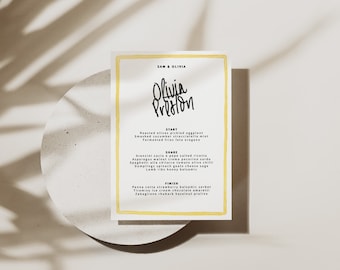 Watercolour modern editable, Customisable, Printable menu - Wedding menu template, Digital download 5X7, event stationery menu, food menu