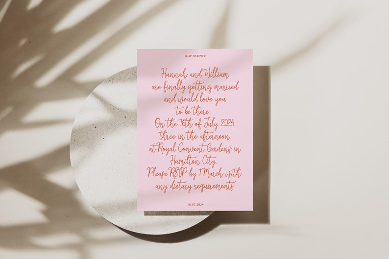 Script writing, Customisable, Printable template invitation Wedding template, Digital download 5X7, event stationery, digital template image 1