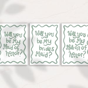 COMBO Tarjetas de propuesta de dama de honor + dama de honor con garabatos dibujados a mano: plantillas de boda editables, descargables e imprimibles