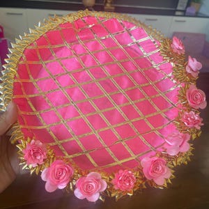 Karwachauth handmade 3 pc set, thali set, karwachauth thali with kalash and channi, Karwachauth pooja thali set