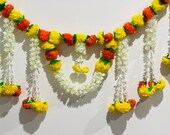 Marigold and jasmine toran, Diwali decoration, Bhandarwal, Navrathri decor, Door valance, Day of the dead, Halloween decorations