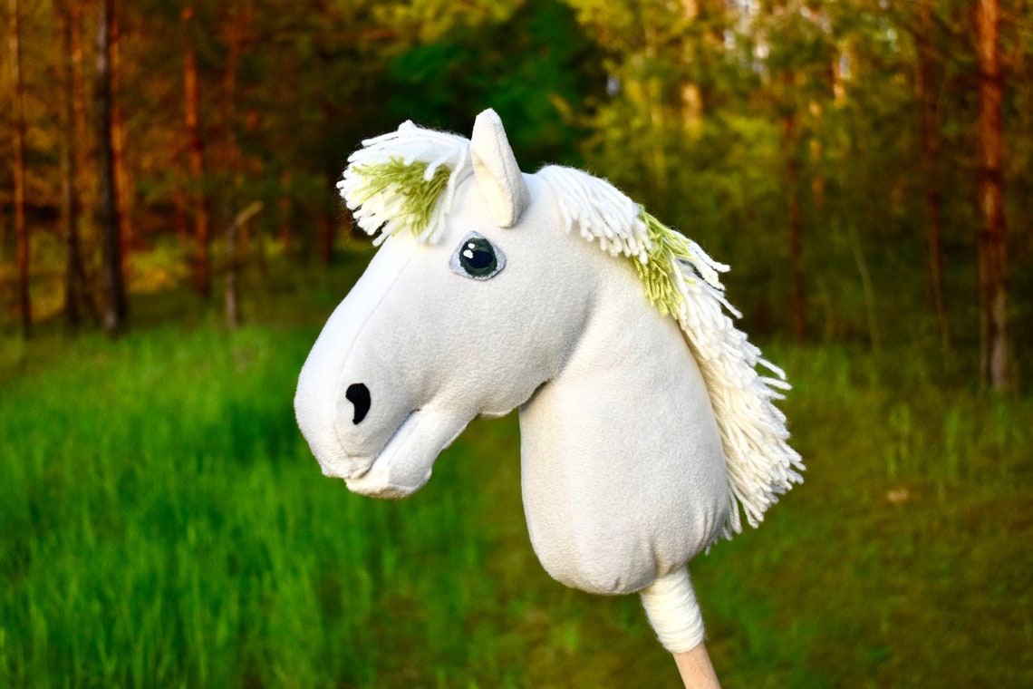 White Hobby horse with realistic eyes Etsy