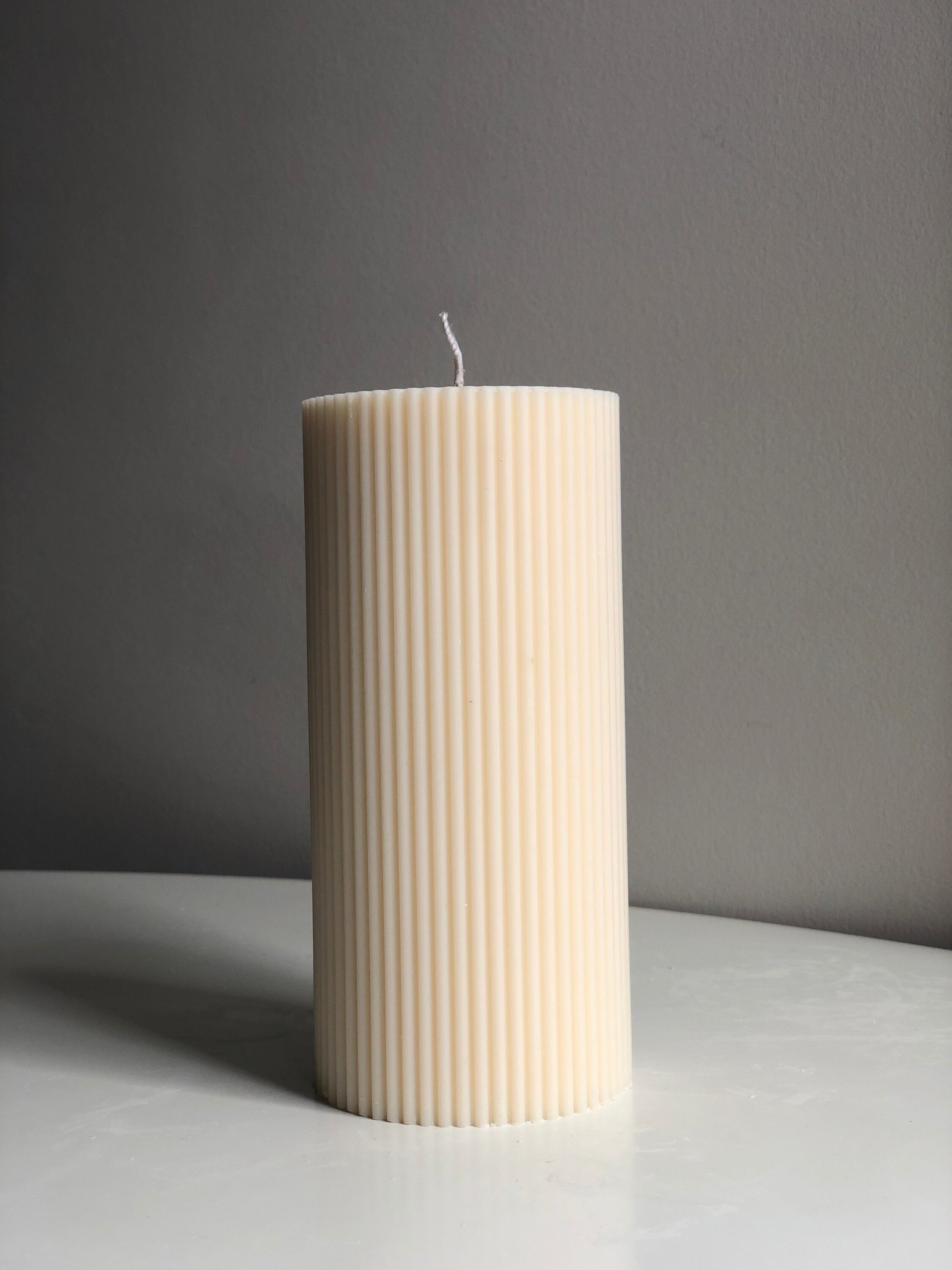 Tall Ribbed Candle Pillar Candle Soy Wax Vegan Etsy