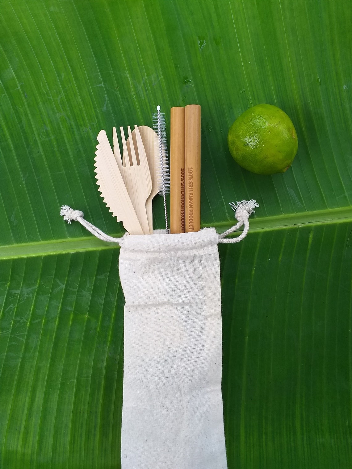 Bamboo cutlery set Bamboo Utensils include bamboo straw with Etsy