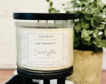New Homeowner Candle, realtor gift for clients, real estate closing basket, real estate gift, custom closing gift, gift from realtor