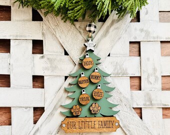 Personalized Family Tree Ornament, Christmas ornaments handmade, farmhouse Christmas Tree Ornament, Christmas ornaments personalized, custom