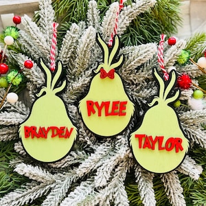 Personalized Grinch Ornament, the grinch stocking tag, Personalized Christmas ornament, The Grinch Decor, custom Christmas stocking tag
