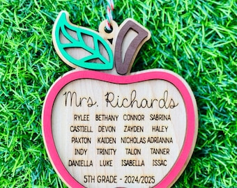 Personalized Teacher Christmas Ornament, Class List Ornament, Thank You Teacher Gift, Custom Teacher Ornament, Christmas Gift for teacher