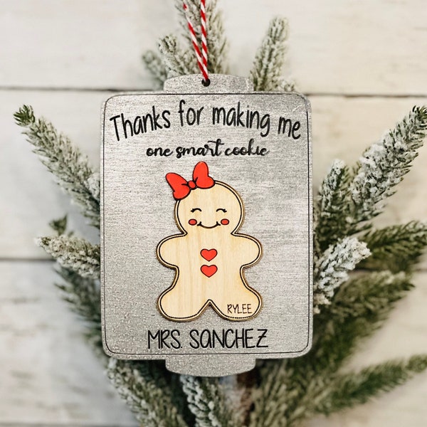 Gingerbread Teacher Ornament, Teacher Appreciation, Teacher Gift, Gifts for Teacher, Teacher Christmas Ornament, Christmas Gift for teacher