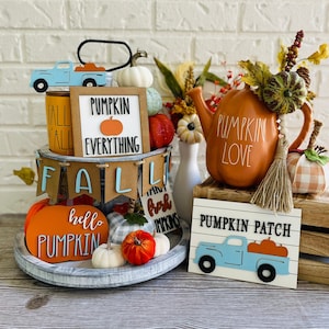 Pumpkin Everything Fall Tiered Tray, fall tier tray set, pumpkin spice decor, farmhouse decorative tray, pumpkin tiered tray, hello pumpkin