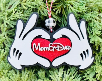 Mickey Hands Heart Ornament, Mickey kids ornament, Personalized Christmas ornament, Mickey christmas ornament, family christmas ornament