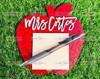 Apple Teacher Sticky Note Holder, Personalized Teacher Gift, end of school gift from student, gift for teacher, end of year teacher gift