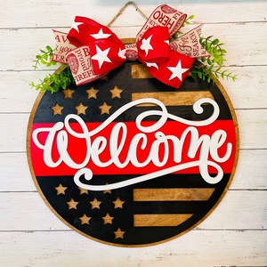 Firefighter Door Hanger, Thin Red Line Welcome Sign