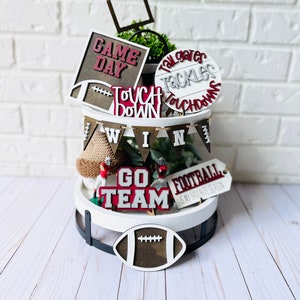 Football Tiered Tray, Personalized Sports Tiered Tray, Football Tier Tray, Football Signs , 3D Football Signs, fall football tier tray