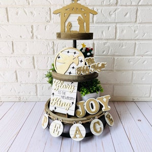 Nativity Scene Tiered Tray, Christmas Tier Tray, Nativity Scene, Nativity Signs, Christmas signs, tier tray decor for Christmas