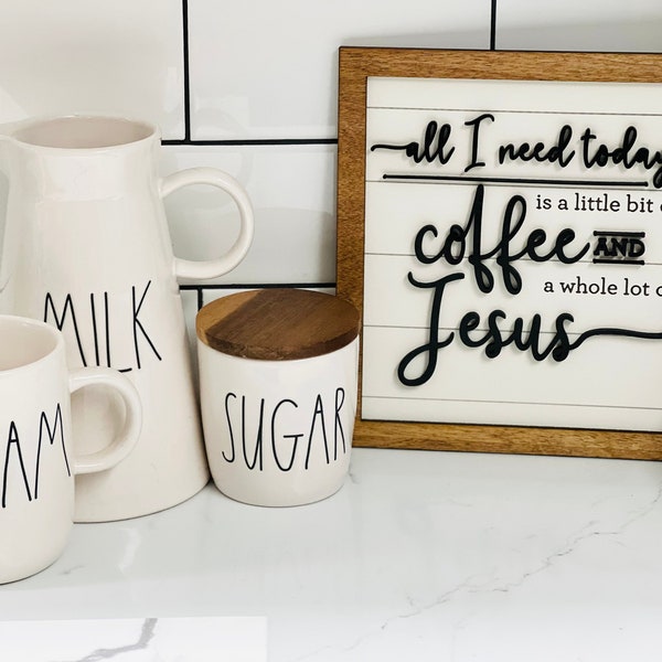 Coffee And Jesus Sign, Coffee Home Decor, Jesus Wood Sign, Small Wood Signs, Rustic Coffee Sign, Jesus Home Decor, coffee bar sign, kitchen