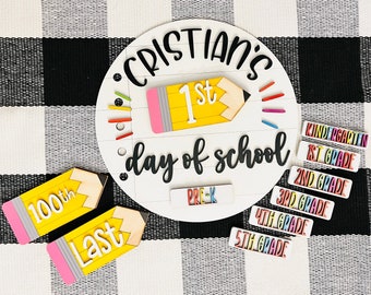 Kids Name Interchangeable First Day of School Sign, 100th day of school School Sign, last day of school sign, kids school sign, school pics