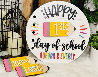 Personalized Kids Interchangeable First Day of School Sign, 100th day of school School Sign, last day of school sign, kids photos for school