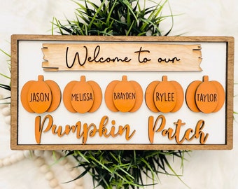 Personalized Pumpkin Patch Family Sign, Fall Decor