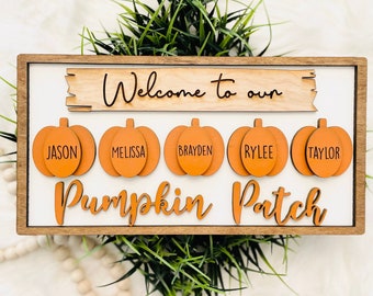 Personalized Fall Family Sign, welcome to our pumpkin patch, custom family name sign, fall Decor, fall decorations, pumpkin decor, fall sign