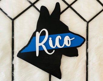 Personalized Police K9 Wooden Sign, Thin Blue Line Decor