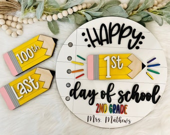 Interchangeable First Day of School Sign, 100th day of school School Sign, last day of school sign, teacher classroom sign, teacher gifts