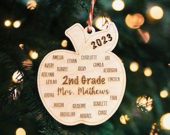 Teacher Class Ornament, personalized teacher Christmas gift, Christmas gift for teacher, teacher ornament, teacher xmas, gift from student