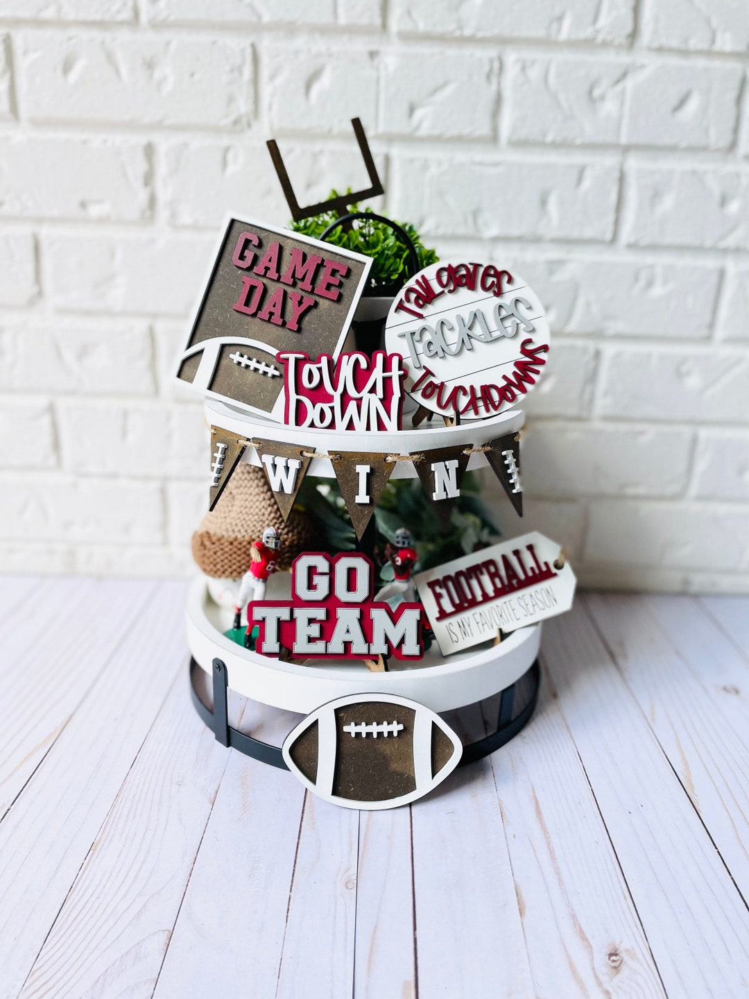 Football Tiered Tray, Personalized Sports Tiered Tray, Football Tier