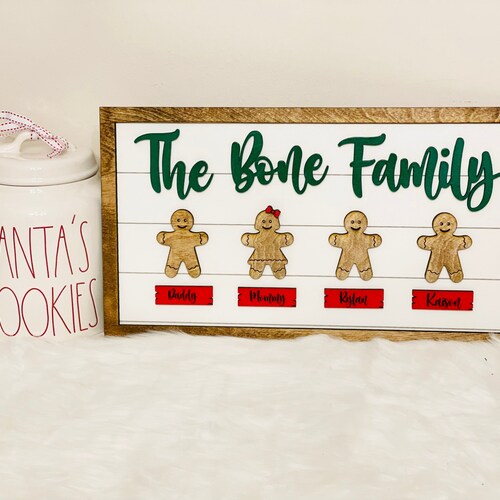 Gingerbread Family Name Sign, Christmas Family Sign, christmas decor, family name sign, Christmas name sign